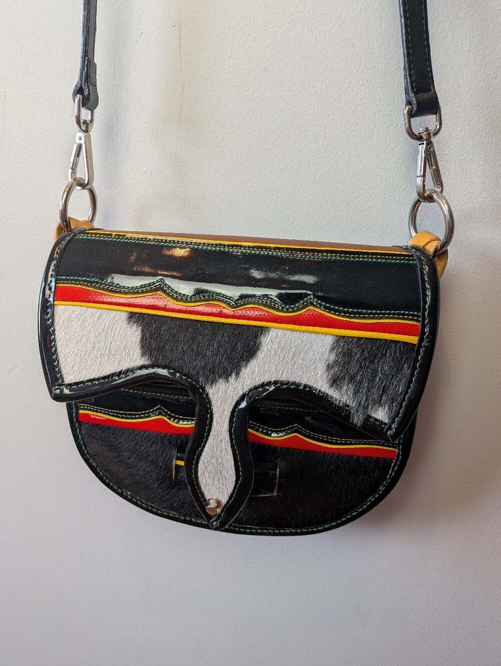 Vintage CARRIELES JERICO Colombian Leather And Fur Bag Shoulder Or Crossbody